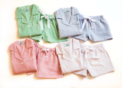 Women's Seersucker Short Sleeve Short Set